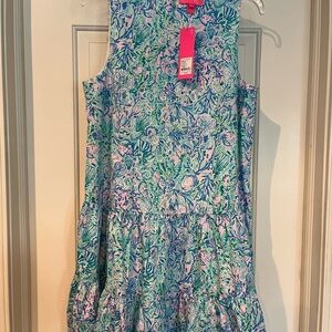 NWT. Lilly Pulitzer Trina dress in surf blue soleil it on me. Size M